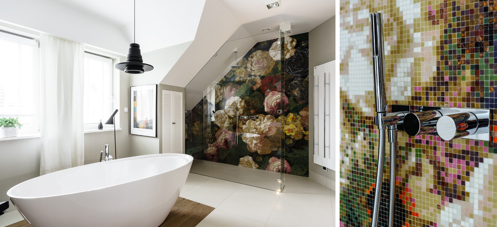 Mozaika Bisazza w salonie kąpielowym