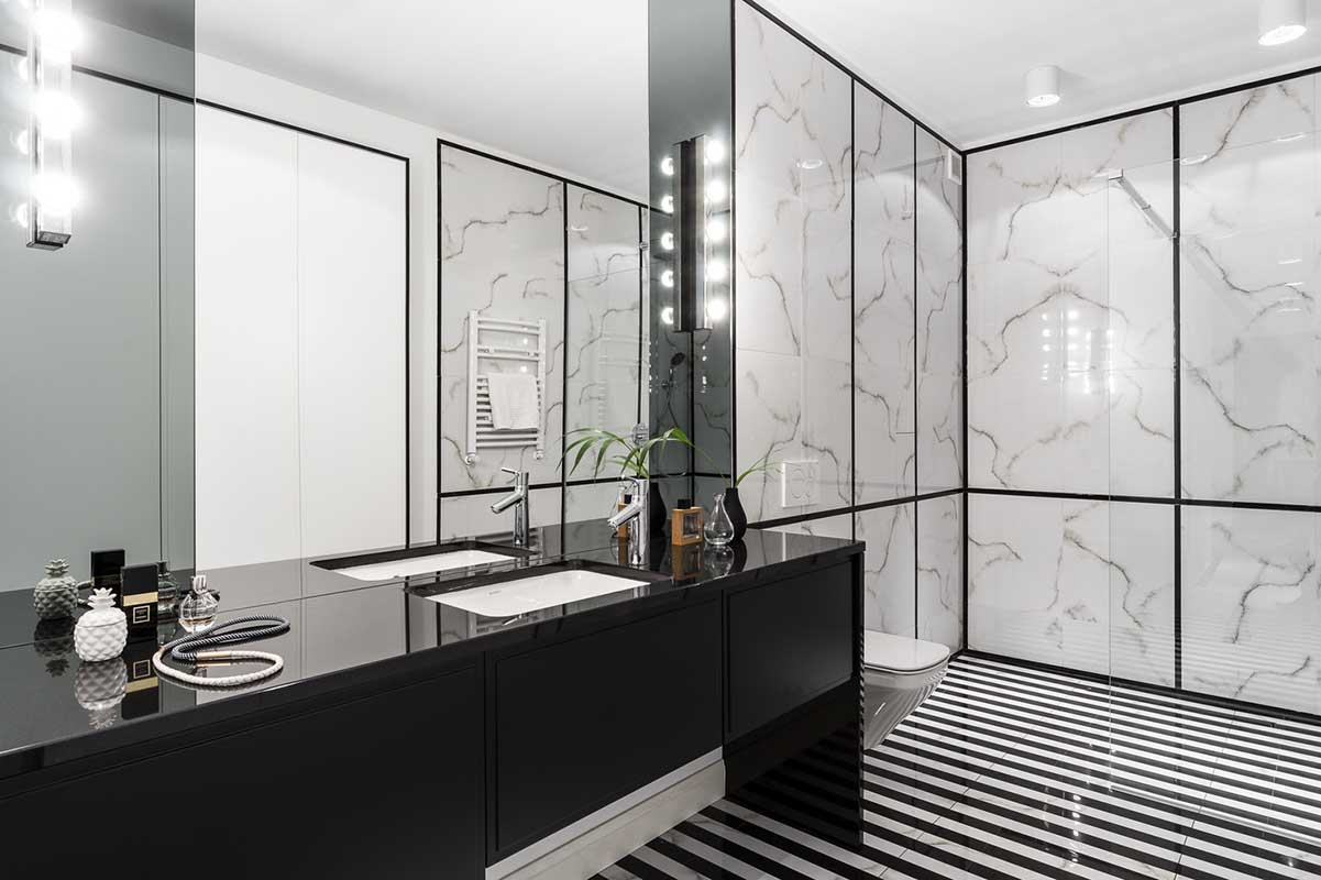 Marmur w łazience wg. projektu Mana Design