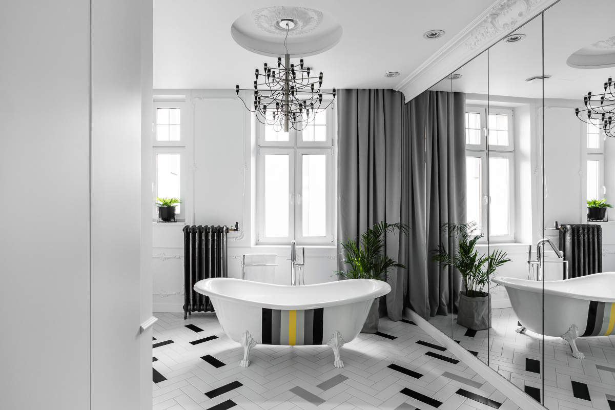 Wanna w stylu retro w łazience w paryskim klimacie | proj. Anna Maria Sokołowska Architektura Wnętrz