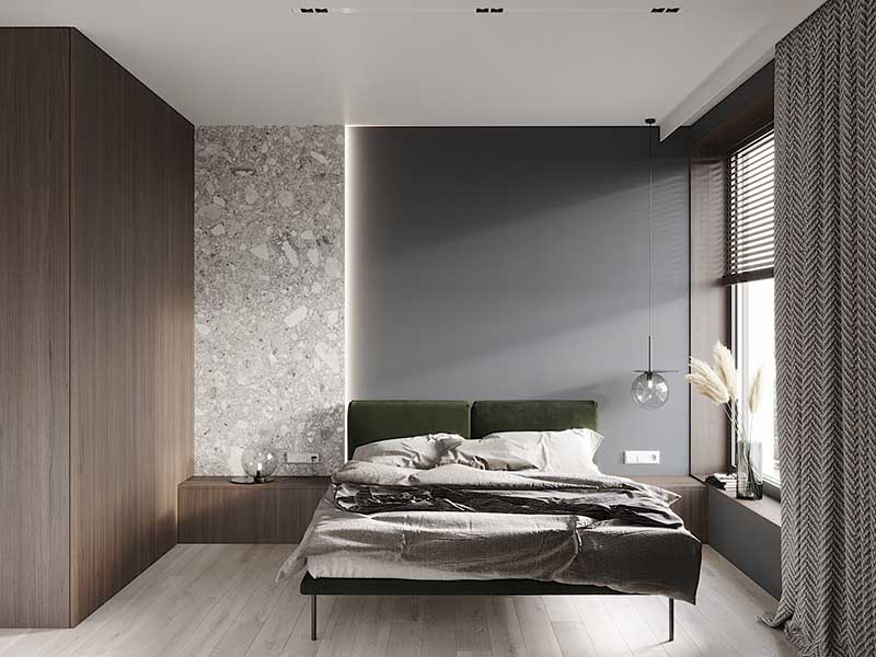 Qbatura projekt nowoczesnego wnętrza - sypialnia