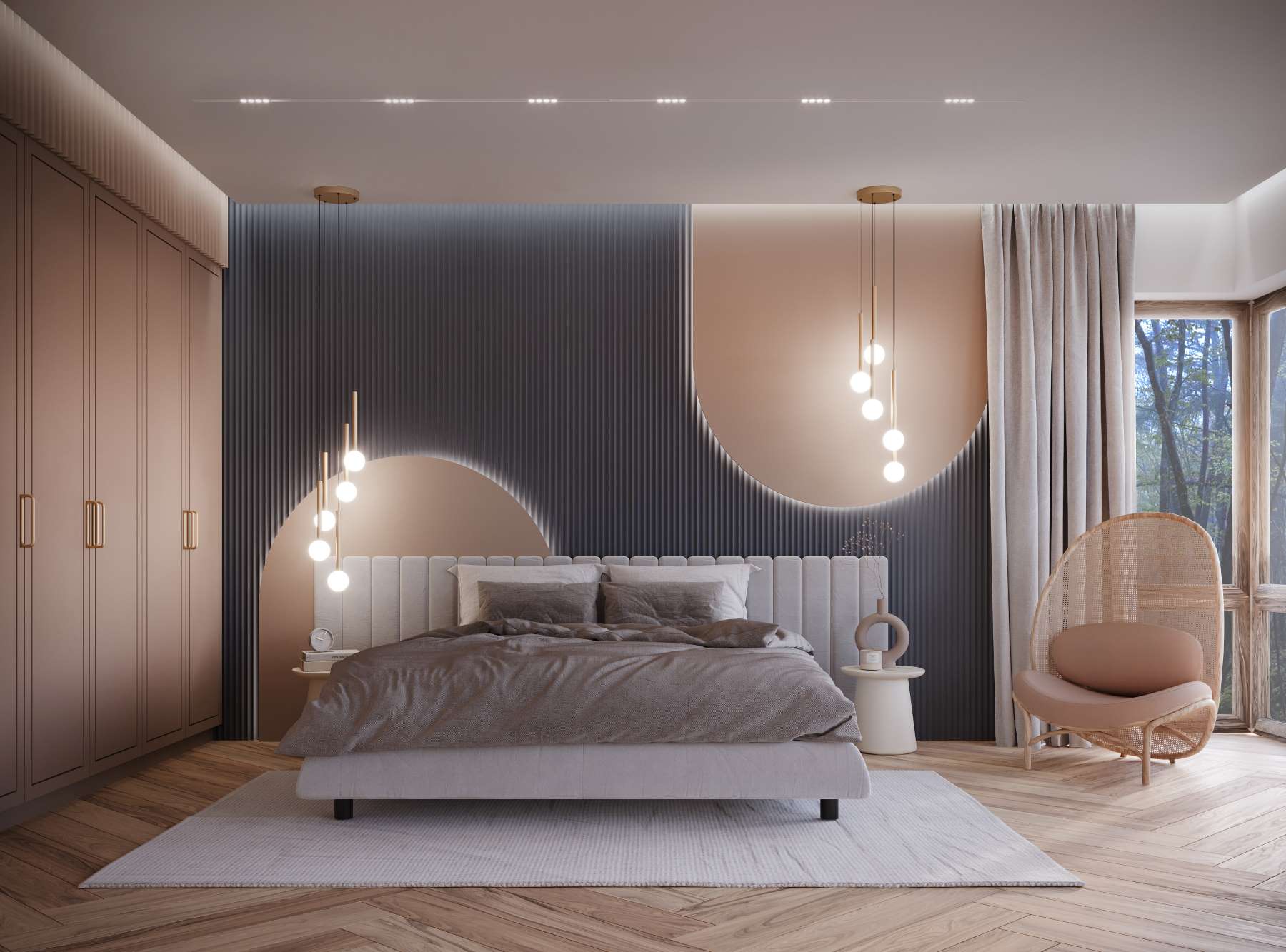 Oświetlenie Archlines marki SternLight w projekcie sypialni