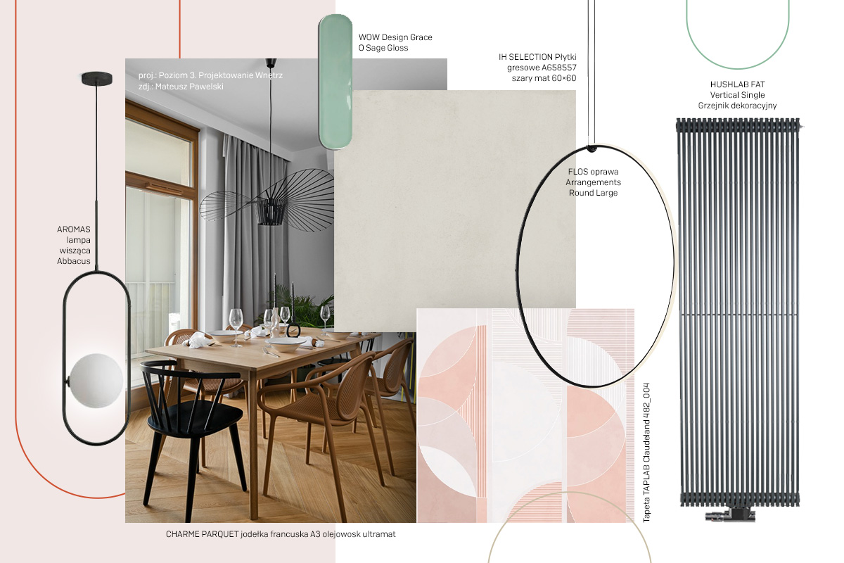Moodboard Internity Home na podstawie projektu Pracowni Poziom 3. Projektowanie Wnętrz